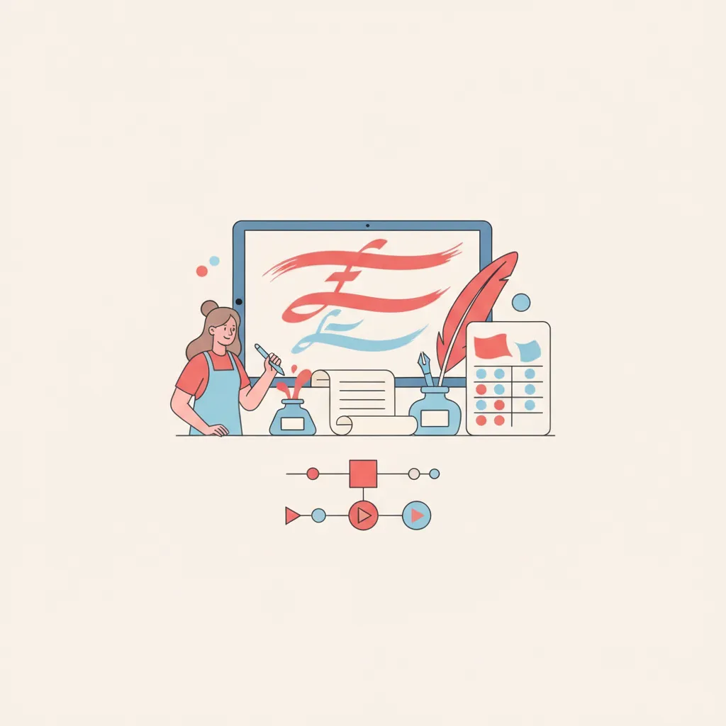 אישה עם כלים אמנותיים עם מחשב וציורים צבעוניים